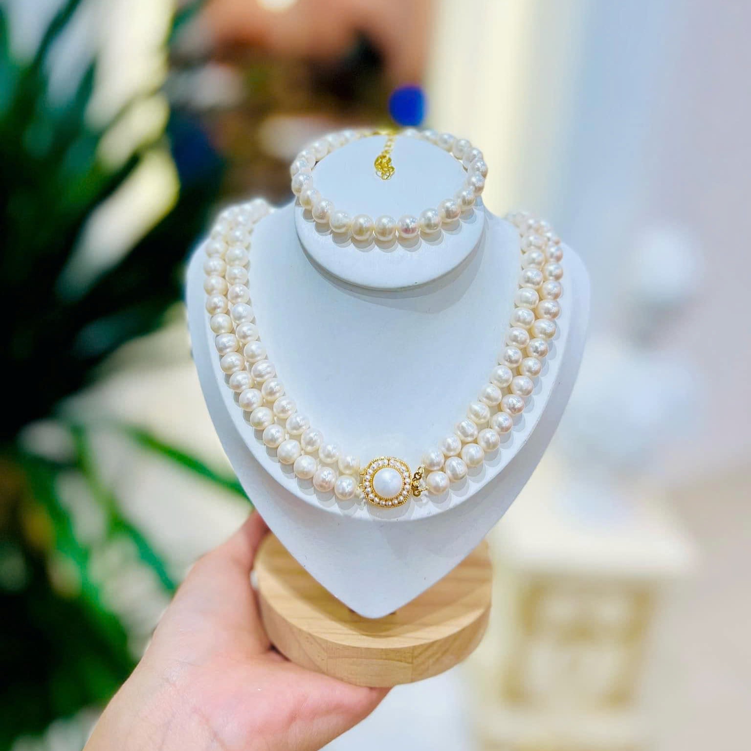 Vòng Cổ Ngọc Trai Nước Ngọt Tự Nhiên 2 Vòng