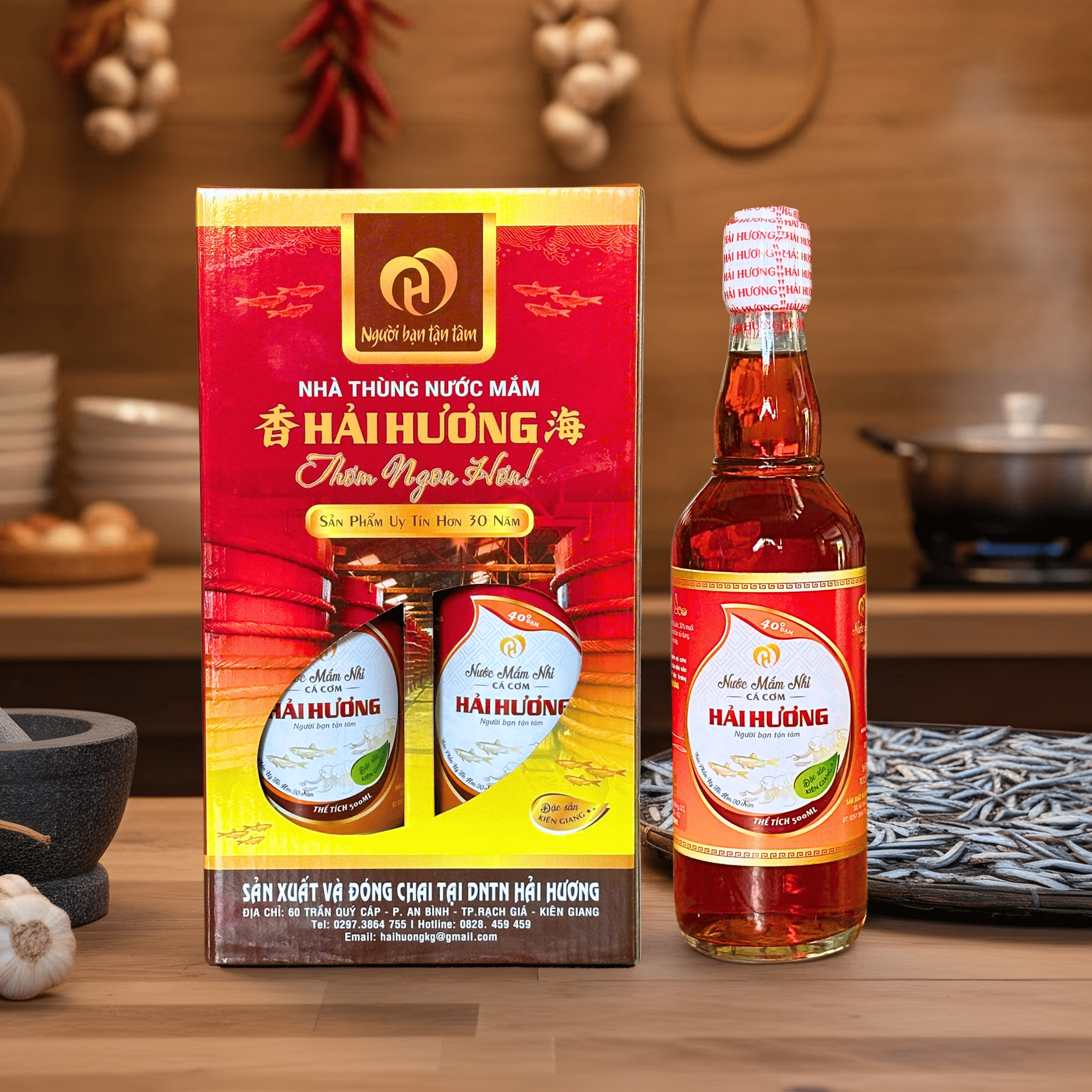 Nước Mắm Nhỉ Cá Cơm 500ml 40 Độ Hộp 2 Chai