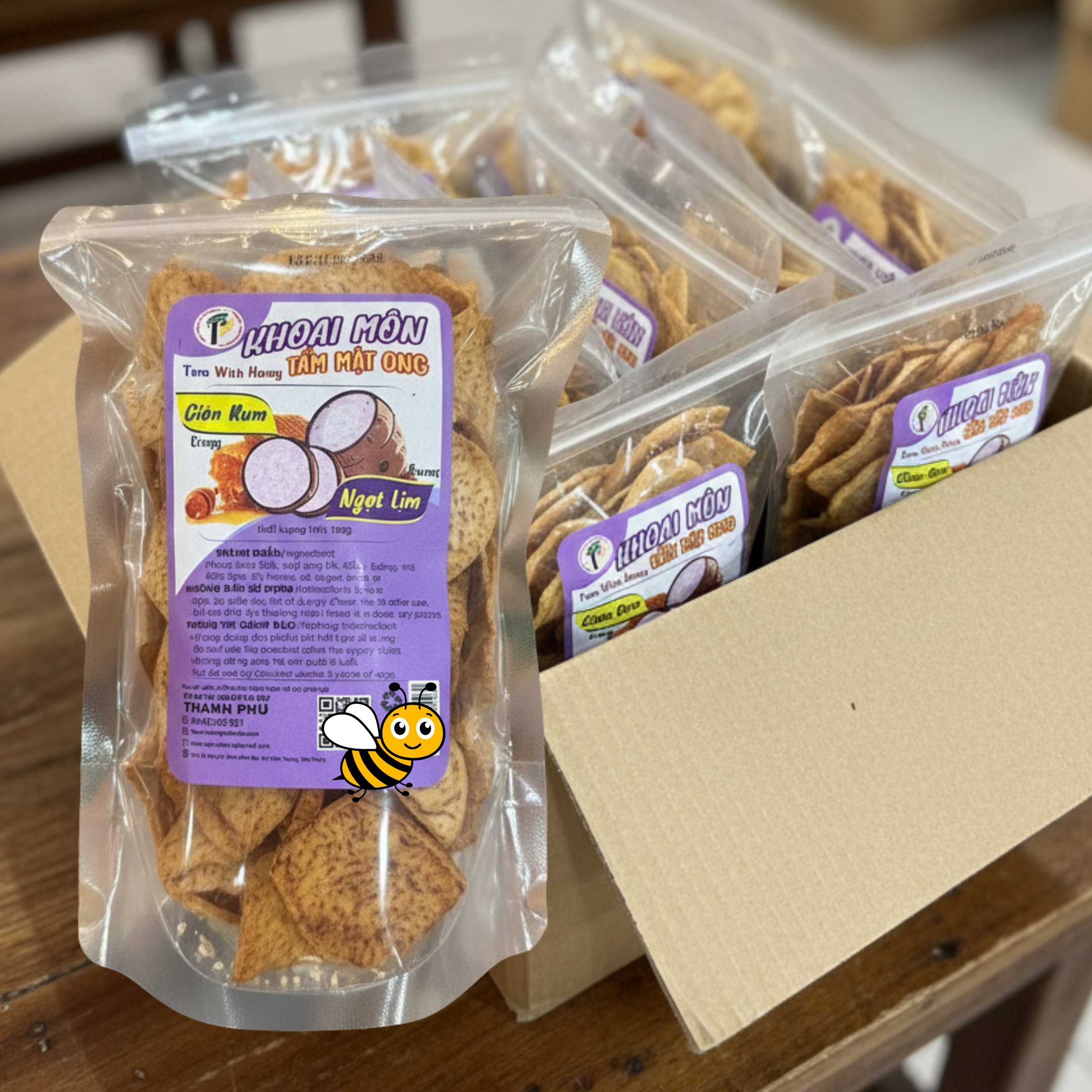 Thùng 80 Bịch Khoai Môn Tẩm Mật Ong Thanh Phú 150g | Đặc Sản Giá Sỉ