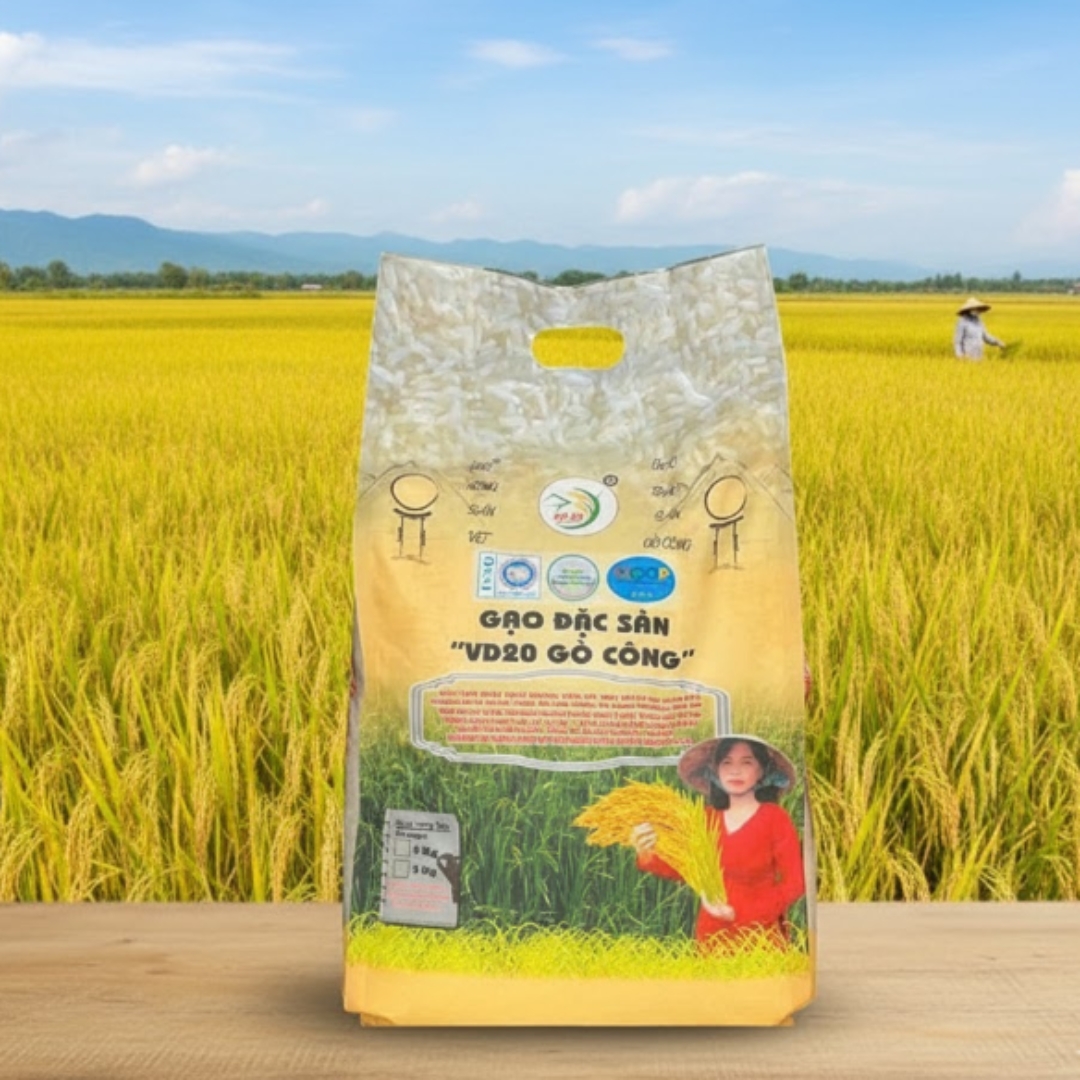 Gạo Đặc Sản VD20 Gò Công HKG 5kg | OCOP 4 Sao, Dẻo Thơm Đậm Vị