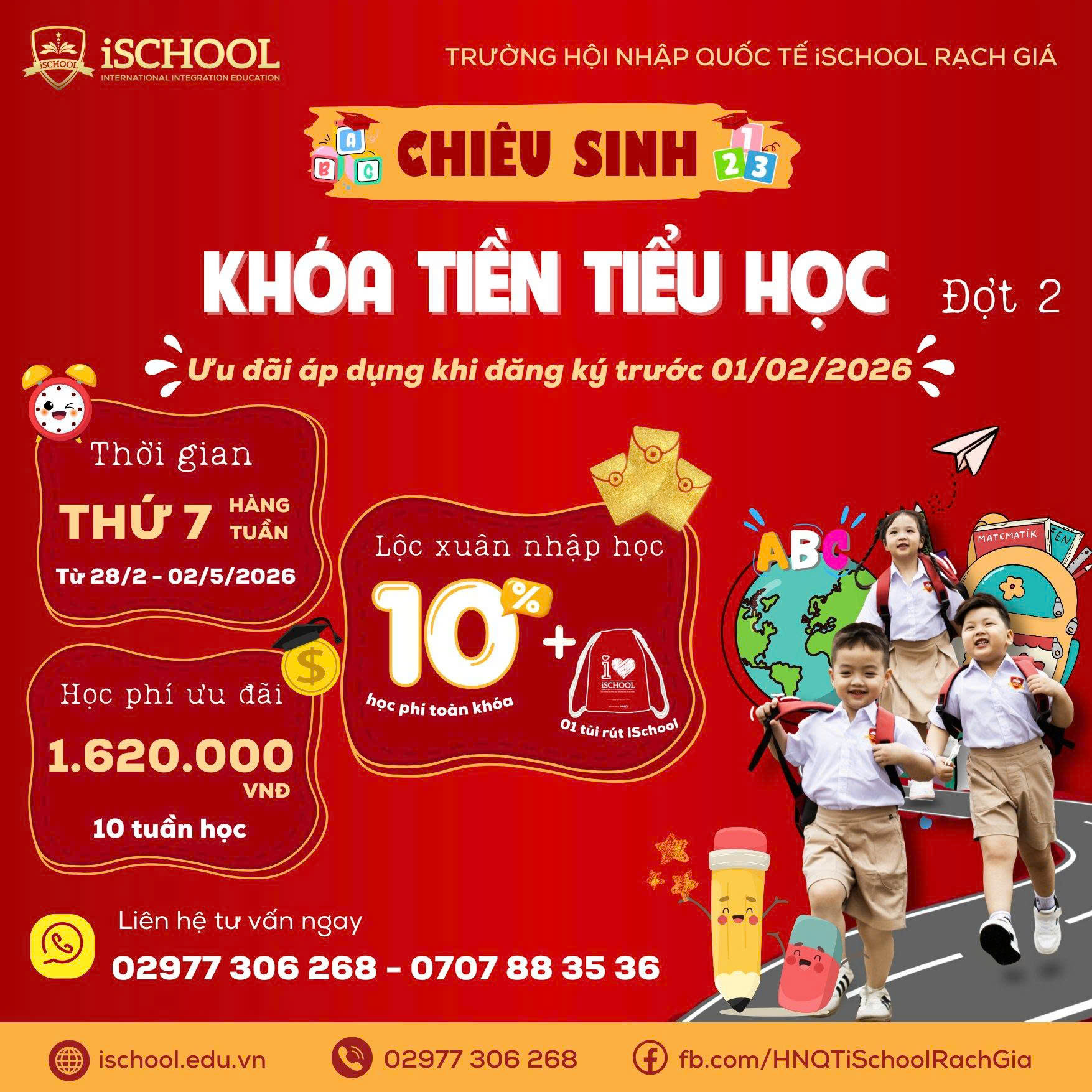iSCHOOL Rạch Giá Chiêu Sinh Khóa Tiền Tiểu Học – Bệ Phóng Vững Vàng Cho Bé