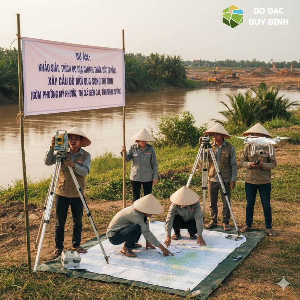Khảo Sát Trích Đo Địa Chính Phục Vụ Dự Án Xây Cầu Đò Mới Bến Cát, Bình Dương