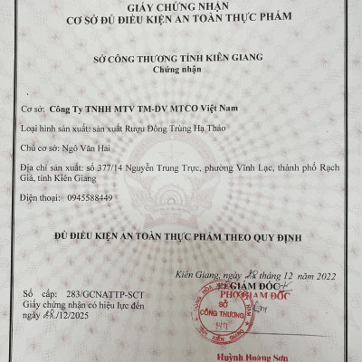 Giấy Chứng Nhận An Toàn Vệ Sinh Thực Phẩm