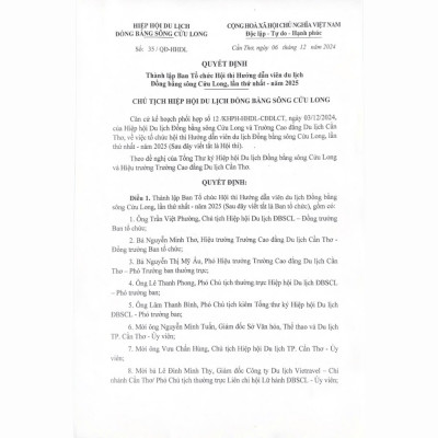 Ban Tổ Chức Hội Thi Hdv Du Lịch ĐBSCL 2025 Lần I
