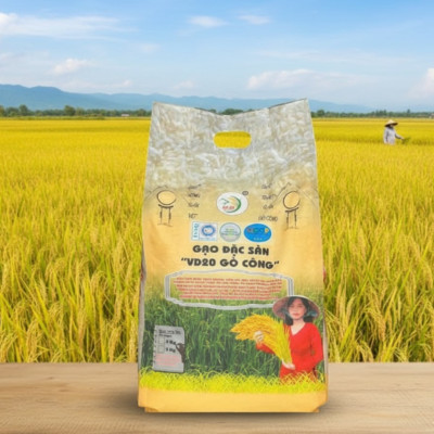 Gạo Đặc Sản VD20 Gò Công HKG 5kg | OCOP 4 Sao, Dẻo Thơm Đậm Vị