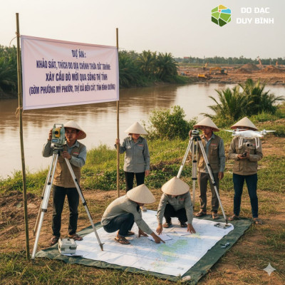 Khảo Sát Trích Đo Địa Chính Phục Vụ Dự Án Xây Cầu Đò Mới Bến Cát, Bình Dương