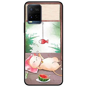 Ốp lưng dành cho Vivo Y21 - Vivo Y21s mẫu Mèo Nằm Chờ Cá