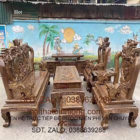 Bàn Ghế Nghê Phượng Gỗ Mun Đuôi Công