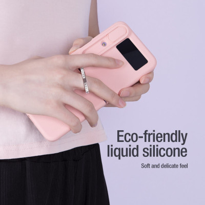 Ốp lưng iRing chống sốc silicon cho Samsung Galaxy Z Flip 4 có nắp đậy bảo vệ Camera hiệu Nillkin Camshield Silky Silicon Case - chống sốc cực tốt, chất liệu cao cấp, trang bị iring đeo tay chống rơi rớt - Hàng nhập khẩu