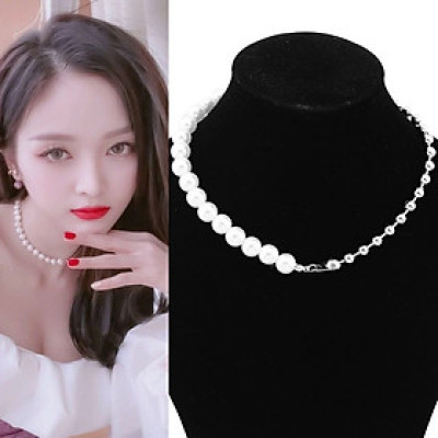 Vòng cổ dây chuyền ngọc trai mix hạt ấn tượng