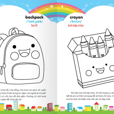 Sách - Colouring 365 ngày Tô màu - KHÁM PHÁ THẾ GIỚI PHÁT TRIỂN TRÍ TUỆ - Giao thông, Đồ dùng gia đình, Học sinh Cuốn 4)