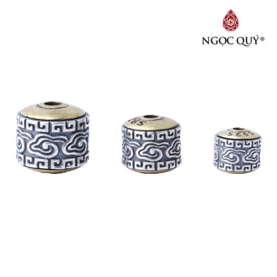 Charm bạc hình trụ họa tiết đám mây xỏ ngang - Ngọc Quý Gemstones