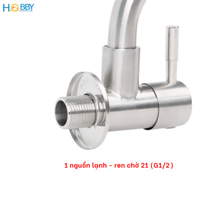 Vòi rửa chén gắn tường cấp lạnh inox 304 ren 21mm Hobby home decor VT3