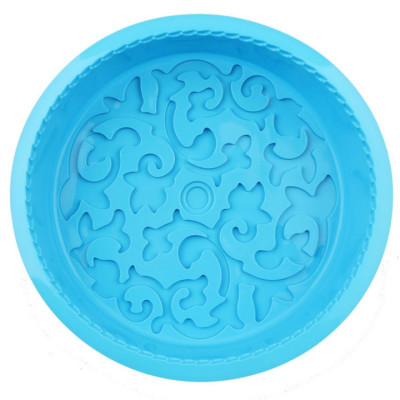 Khuôn silicon làm đế bánh, rau câu hình tròn hoa văn kiểu - Loại 28 cm – Mã số 1141