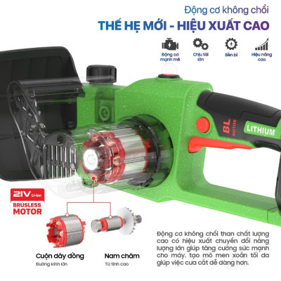 MÁY CƯA XÍCH PIN 21V 12 INCH ( XANH LÁ GALAXY ) AKUZA CX12 - HÀNG CHÍNH HÃNG