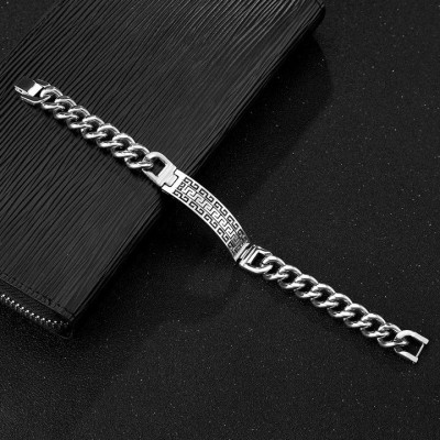  Lắc tay nam thời trang mặt chữ nhật viền mê cung phong cách sành điệu MST93