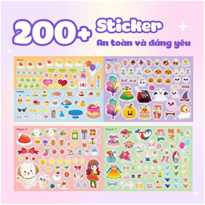 Sách - Công Chúa Cherry - Bữa Tiệc Ngọt Ngào - Sách Bóc Dán Sticker Cho Bé Gái - Megabook