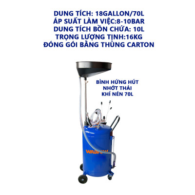 BÌNH HỨNG HÚT NHỚT THẢI KHÍ NÉN 70L WKD2A07 WADFOW - HÀNG CHÍNH HÃNG