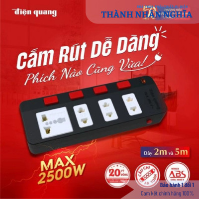Ổ cắm Điện Quang ECO 4SBW (4 lỗ 4 công tắc)