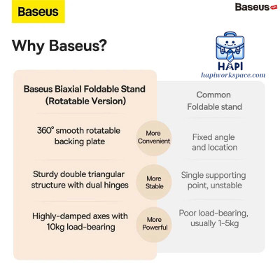 Giá đỡ tablet hàng chính hãng Baseus BS-LVN051-TB-GY chất liệu kim loại, có thể xoay 360 độ, điều chỉnh linh hoạt