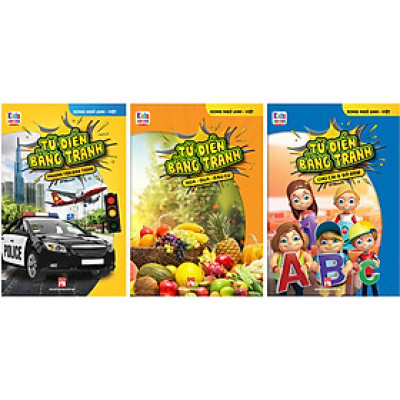 Combo 3 Cuốn Từ Điển Bằng Tranh: Hoa, Quả, Rau Củ - Chữ Cái Và Số Đếm - Phương Tiện Giao Thông