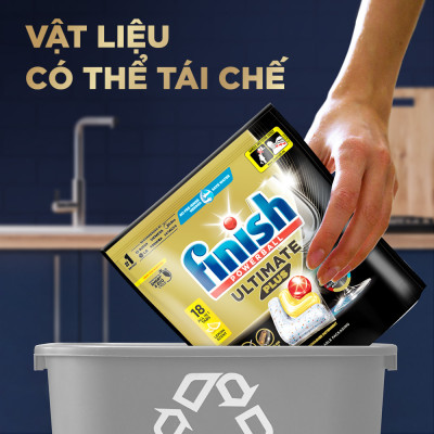 Combo Finish: Viên rửa chén Ultimate 18 viên + Nước làm bóng 500ml + Muối rửa chén 1kg