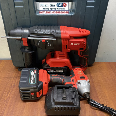 Bộ Combo 2 Trong 1 Gồm Máy Khoan Đục Bê Tông Dùng Pin 188V, Khoan Bê Tông Siêu Khỏe Và Máy Bắn Vít Cầm Tay 3 Chức Năng (Tặng Hộp Đựng)