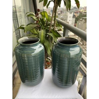 BÌNH HOA BÁT TRÀNG DÁNG TRỤ HỌA TIẾT VÂN CHÌM