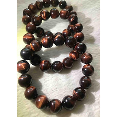 Vòng Đá Tự Nhiên Đá Mắt Hổ Đỏ Nâu 12mm Nam Mệnh Hoả Thổ Kim