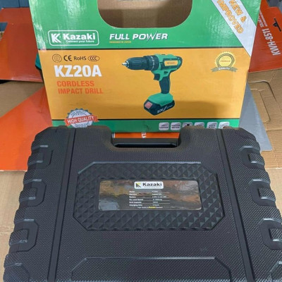 MÁY KHOAN PIN 3 CHỨC NĂNG CÓ BÚA KAZAKI KZ20A (CHÂN PIN MAKITA, 2 PIN, 1 SẠC )- HÀNG CHÍNH HÃNG