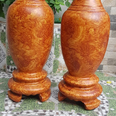 Cặp Bình Gỗ nu gõ hay gõ vẽ nu cao tròn đều đẹp cao 60cm x đk 20cm ý nghĩa bình an , phú quý Anh Chị trưng phòng khách nhà, công ty, bàn thờ thần tài to đẹp ạ