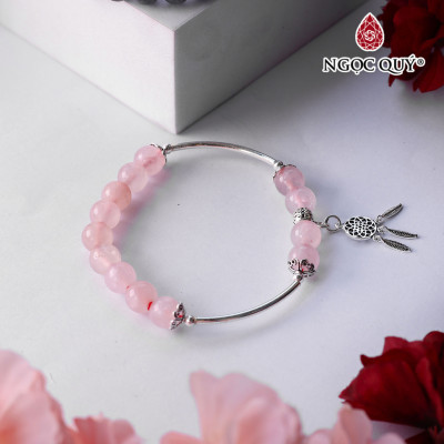 Vòng tay hạt đá thiên nhiên phối charm bạc dreamcatcher - Ngọc Quý