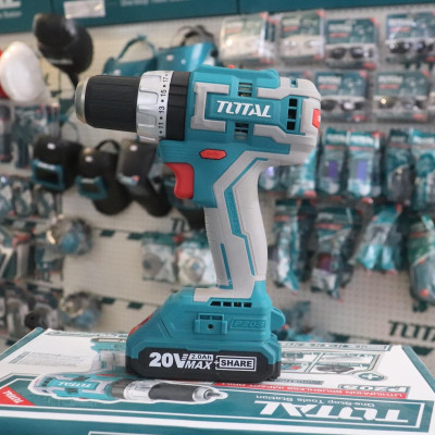 MÁY KHOAN BÚA KHÔNG CHỔI THAN DÙNG PIN 20V (2 PIN 2.0AH VÀ 1 SẠC NHANH) TOTAL TIDLI20608 - HÀNG CHÍNH HÃNG