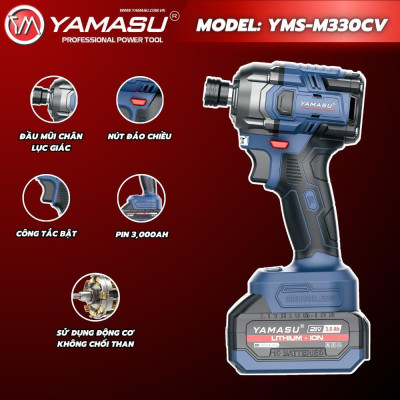 MÁY SIẾT ỐC ĐỘNG LỰC PIN 21V 330N YMS-M330CV YAMASU ( 2PIN+1 SẠC) - HÀNG CHÍNH HÃNG