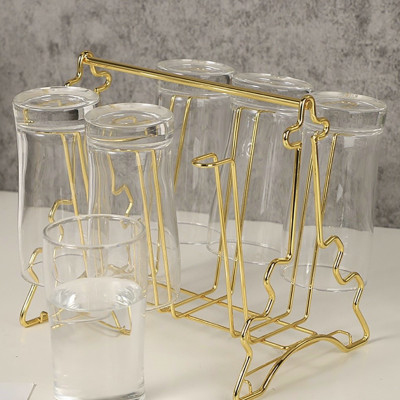 KHAY ÚP LY CỐC KÈM ĐĨA HỨNG NƯỚC KIM LOẠI MẠ VÀNG SANG TRỌNG - VD138