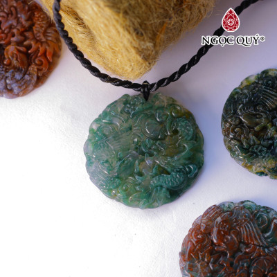 Mặt dây chuyền long phụng đá chalcedony - Ngọc Quý