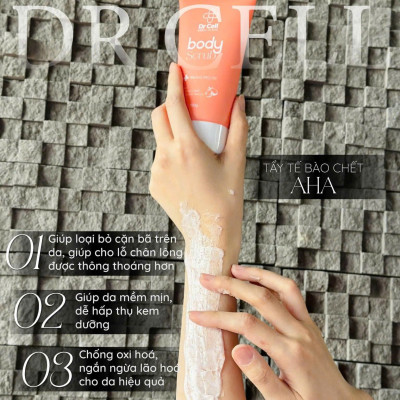 Tẩy Da Chết Body AHA Dr Cell 150g hỗ trợ làm sạch da chết giúp da sáng mịn - Hàng Chính Hãng