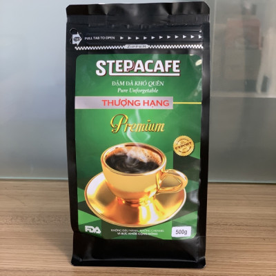 STEPPACAFE-Cà Phê Rang Xay Thượng Hạng PREMIUM 70% Arabica + 30% Culi (Túi 500g có hộp)