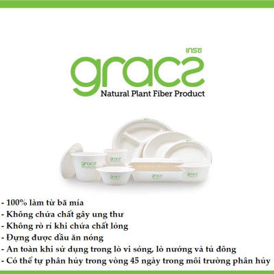 Combo 50 cái Hộp giấy bã mía Thái Lan Clamshell 9 inch 1.800ml - thương hiệu Gracz