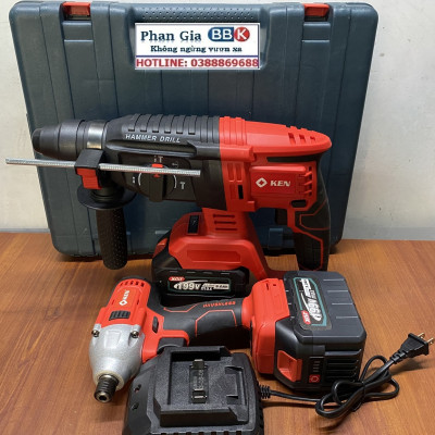Bộ Combo 2 Trong 1 Gồm Máy Khoan Đục Bê Tông Dùng Pin 188V, Khoan Bê Tông Siêu Khỏe Và Máy Bắn Vít Cầm Tay 3 Chức Năng (Tặng Hộp Đựng)