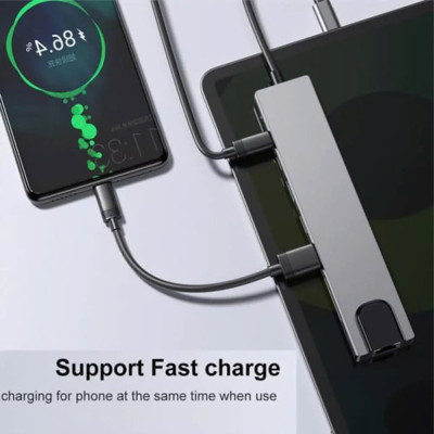 Bộ Chuyển Đổi Hub USB C Hub 8 Trong 1 Type C 3.1 Sang 4K RJ45 Đọc Thẻ SD / TF Cho MacBook Notebook Laptop Máy Tính - Hàng Nhập Khẩu