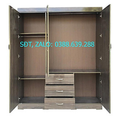 Tủ Áo 3 Cánh 1m6 Gỗ MDF Melamine Sơn Bóng Màu Nết