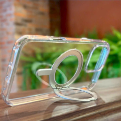 Ốp lưng cho iPhone 17 Pro Max / 17 Pro / 17 Air / 17 / 16 Pro Max - 16 Pro - 16 Plus - 16 hiệu WI WU MCC-201 nhựa cứng trong viền dẻo + vòng nam châm kiêm giá đỡ - Hàng chính hãng