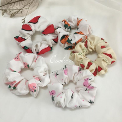 Dây cột tóc scrunchies hoa quả dâu, bơ, cà rốt, lê, chanh, cherry