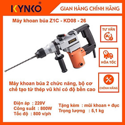 Máy khoan búa cầm tay 2 chức năng chính hãng Kynko J1C- KD08 -26 siêu khỏe