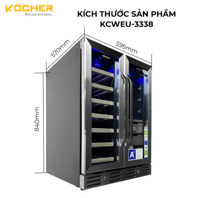 TỦ BẢO QUẢN RƯỢU - CIGAR KCWEU-3338 (SIDE BY SIDE 120L). Hàng chính hãng