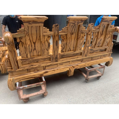 Bộ bàn ghế giả cổ tần thủy hoàng gỗ mun da báo