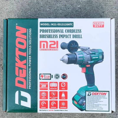 MÁY KHOAN ĐỘNG LỰC DÙNG PIN 21V 13mm DEKTON M21-ID13120ATC - HÀNG CHÍNH HÃNG