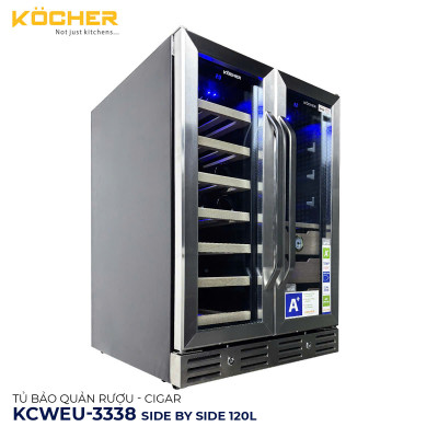 TỦ BẢO QUẢN RƯỢU - CIGAR KCWEU-3338 (SIDE BY SIDE 120L). Hàng chính hãng
