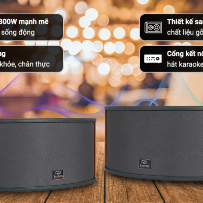 Dàn Karaoke gia dinh Loa Zenbos CR5 300W/Loa Bass 20 cm, 3 đường tiếng và Amply Karaoke Bluetooth Công Suất Lớn 500W Zenbos Z2600, 8 Sò(Hàng Chính Hãng)